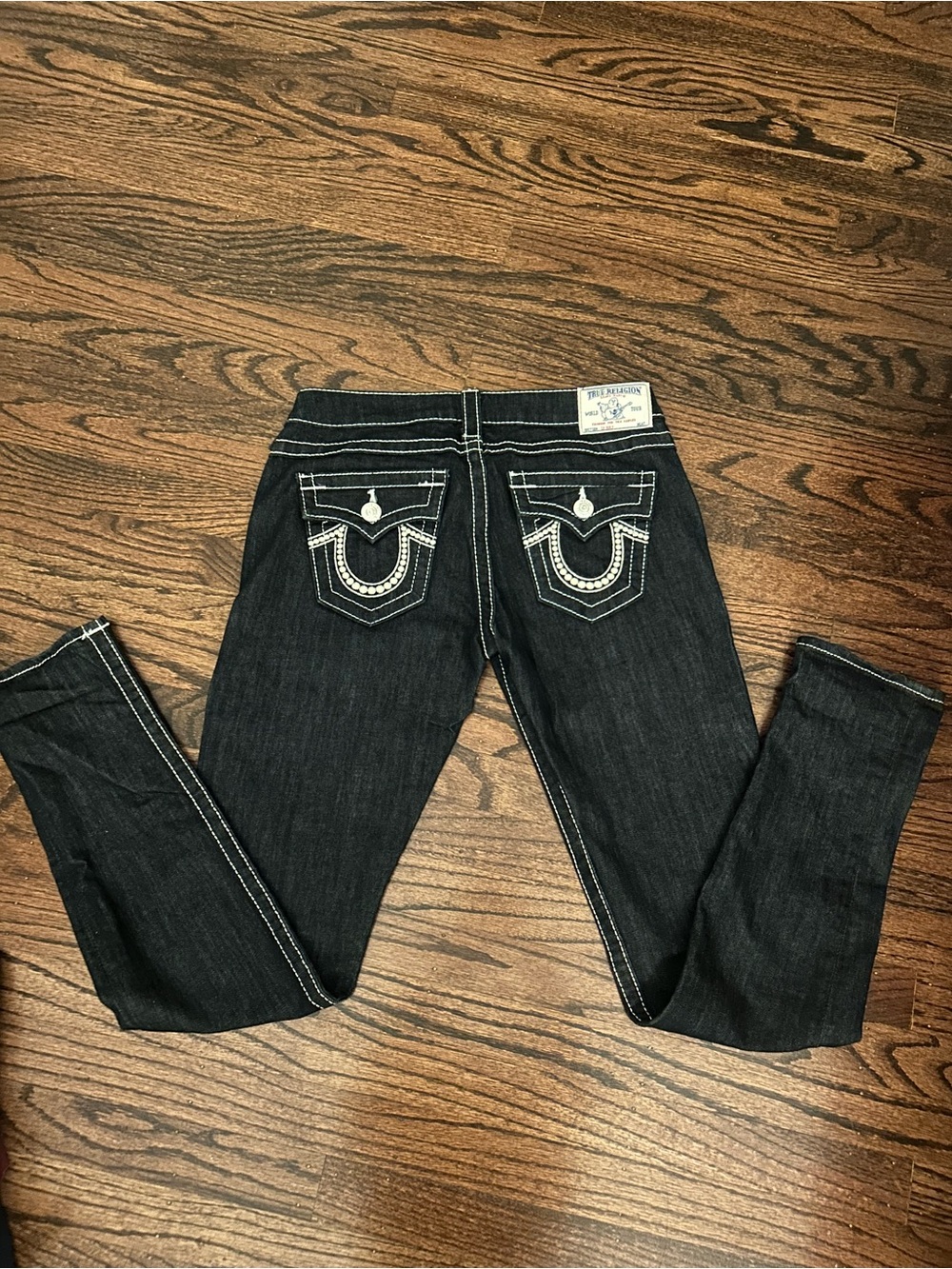 True Religion Women's Black Skinny Jeans with Contrast Stitching
